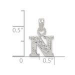 Sterling Silver CZ Letter N Initial Pendant - Image 4