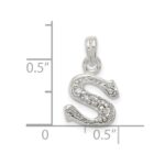 Sterling Silver CZ Letter S Initial Pendant - Image 4