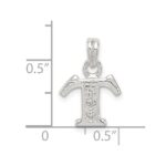 Sterling Silver CZ Letter T Initial Pendant - Image 4