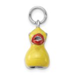 Sterling Silver Rhodium-plated Enamel Duck Charm - Image 2