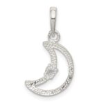 Sterling Silver & CZ Polished Moon Pendant - Image 4