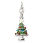 Sterling Silver Enameled Christmas Tree Charm