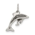 Sterling Silver Antiqued Dolphin w/Baby Charm - Image 4