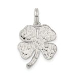 Sterling Silver Enameled 4-Leaf Clover with Green Glass Stone Charm - Image 4
