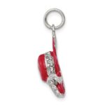 Sterling Silver Rhodium-plated CZ Enamel Hat Charm - Image 2