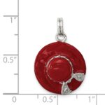Sterling Silver Rhodium-plated CZ Enamel Hat Charm - Image 3