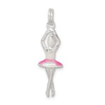 Sterling Silver Pink & White Enamel with Glitter Ballerina Charm - Image 4