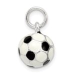 Sterling Silver Black & White Enameled Soccer Ball Charm - Image 2