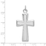 Sterling Silver Platinum-plated Polished and Satin Cross Pendant - Image 4
