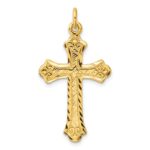 Sterling Silver Gold-tone Polished and D/C  Cross Pendant