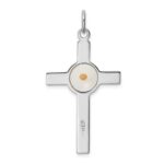 Sterling Silver Platinum-plated Polished & Epxy Cross w/Mustard Seed Pendan - Image 3