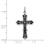 Sterling Silver Platinum-plated with Black Epoxy Cross Pendant - Image 3