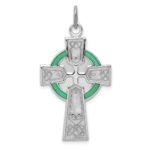 Sterling Silver Platinum-plated Polished Epoxy Irish Cross Pendant