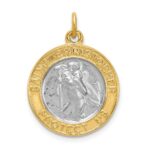 Sterling Silver Platinum-plated & Gold-plated St. Christopher Medal