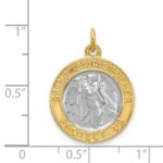 Sterling Silver Platinum-plated & Gold-plated St. Christopher Medal - Image 4
