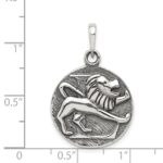 Sterling Silver Polished Antique Finish Leo Horoscope Zodiac Pendant - Image 3