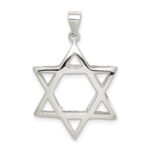 Sterling Silver Rhodium-plated Puffed Star of David Pendant - Image 4