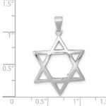 Sterling Silver Rhodium-plated Puffed Star of David Pendant - Image 3