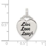 Sterling Silver LIVE LAUGH LOVE Heart Pendant - Image 4