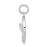 Sterling Silver Rhodium-plated CZ Irish Claddagh Pendant - Image 2