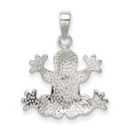 Sterling Silver Rhodium-plated Blue Inlay Created Opal Frog Pendant - Image 4