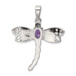 Sterling Silver Rhod plated Creat. Opal Dragonfly Amethyst Pendant - Image 4