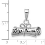 Sterling Silver Rhodium-plated Rolled-Up Diploma Charm - Image 4
