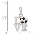 Sterling Silver Polished Enamel Love Soccer Pendant - Image 3