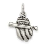 Sterling Silver Antiqued Baseball Glove/Bat Charm - Image 4