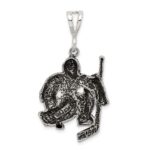 Sterling Silver Antiqued Hockey Player Charm - Image 3