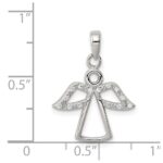Sterling Silver Rhodium-plated Angel w/ CZ Wings Pendant - Image 4