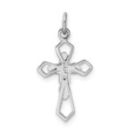 Sterling Silver Platinum-plated Polished Epoxy & Gold-plated Cross Pendant - Image 3