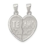 Sterling Silver Polished Te Amo Break Apart Heart Pendant
