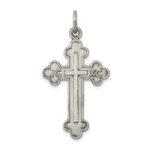 Sterling Silver Antiqued, Textured and Brushed Latin Cross Pendant