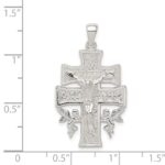 Sterling Silver Polished Mini Caravaca Crucifix Pendant - Image 3