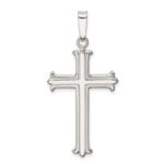 Sterling Silver Polished Fleur De Lis Cross Pendant - Image 4