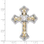 Sterling Silver Platinum-plated Plshed Gold-plated Vibrant CZ Cross Pendant - Image 4