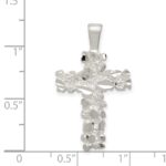 Sterling Silver Satin Finish Diamond-cut Cross Pendant - Image 3