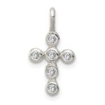 Sterling Silver Polished Cross CZ Charm