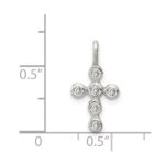 Sterling Silver Polished Cross CZ Charm - Image 3
