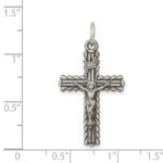 Sterling Silver Antiqued and Brushed INRI Crucifix Pendant - Image 3
