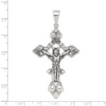 Sterling Silver Antiqued Large INRI Crucifix Pendant - Image 3