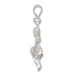 Sterling Silver Polished & Textured Flying Angel w/Heart Pendant - Image 2