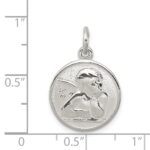 Sterling Silver Polished & Textured Small Raphael Angel Pendant - Image 4