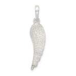 Sterling Silver Polished and Textured Angel Wing Pendant - Image 4