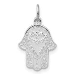 Sterling Silver Platinum-plated Polished Chamseh/Hamsa Pendant