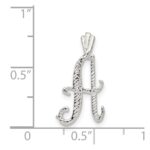Sterling Silver Polished & Textured Letter A Initial Chain Slide - Image 3