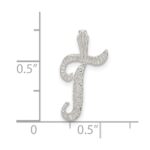 Sterling Silver Polished & Textured Letter T Initial Chain Slide - Image 4