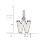 Sterling Silver Letter W Initial Charm - Image 4