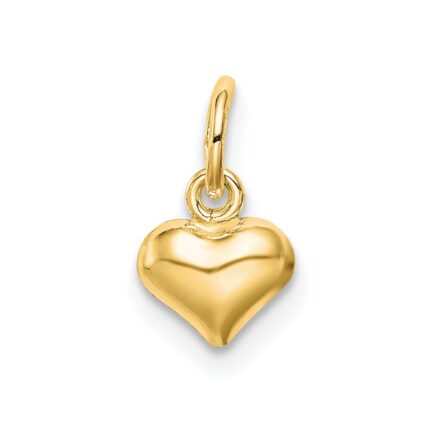 Sterling Silver Gold-tone Polished Puff Heart Charm